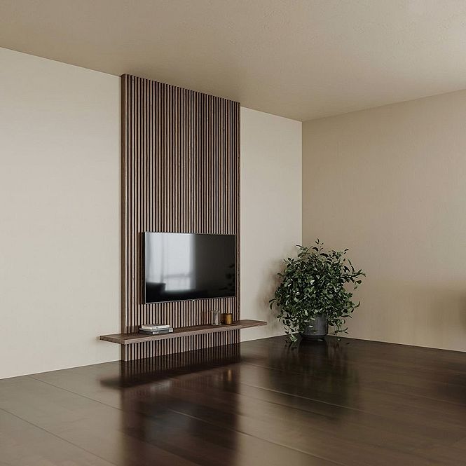 Natural Wood TV Divider for Small Living Rooms