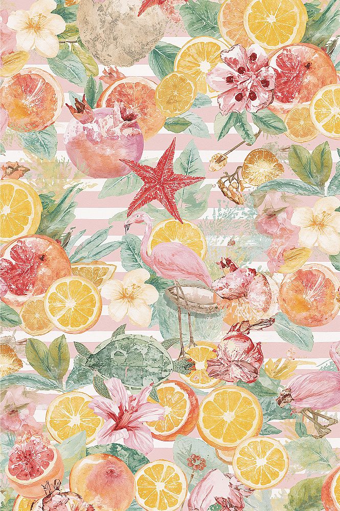 Cute Summer Wallpapers: Fruit & Beach Collage for iPhone