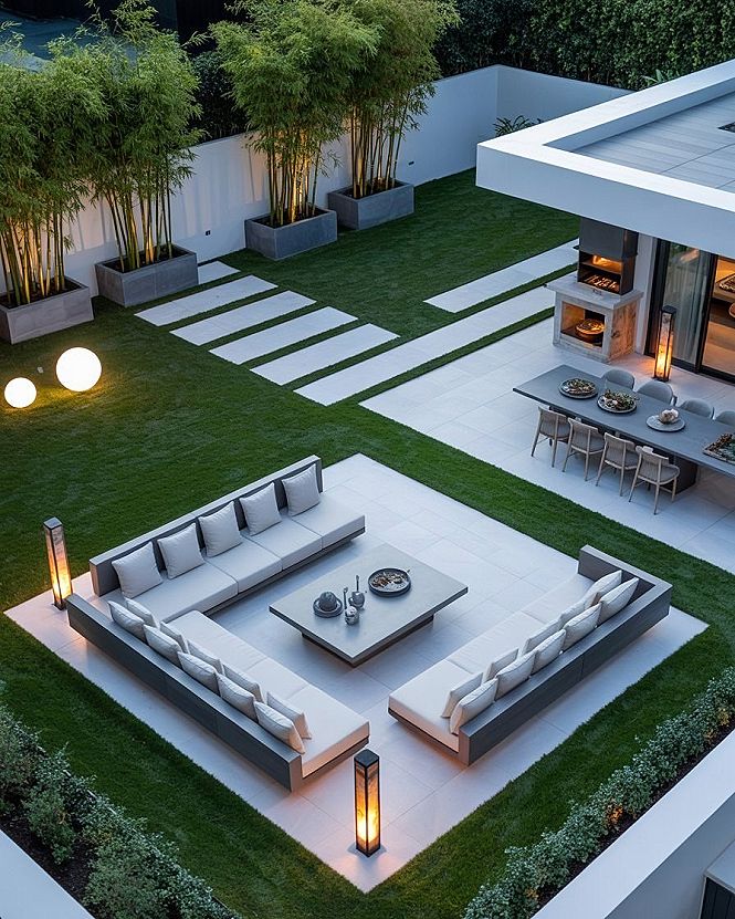 Dream Modern Villa Backyard: Courtyard Design & Luxury Garden