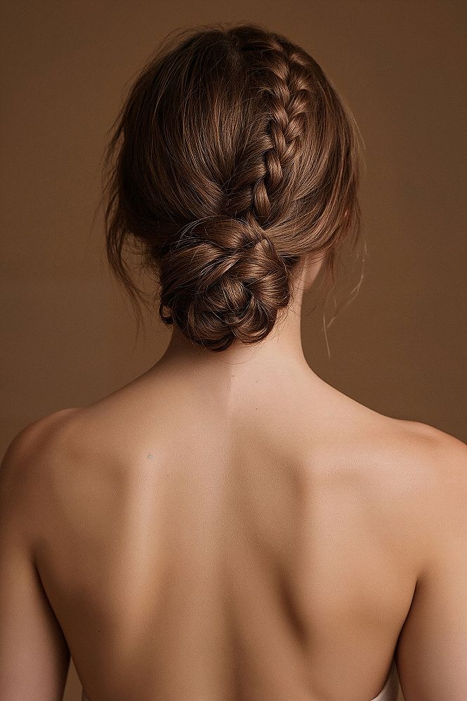 Braided Updo for Long Hair: Korean-Inspired Wedding Elegance