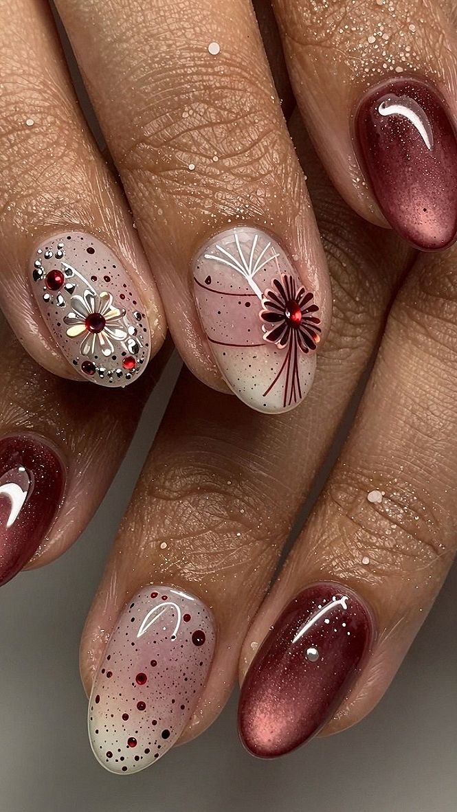 Adding Dainty Dots And Linear Accents To Floral Nails