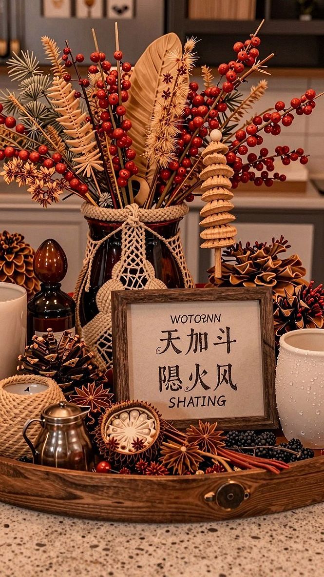 Adding Pinecones and Berries to Your Tray Display