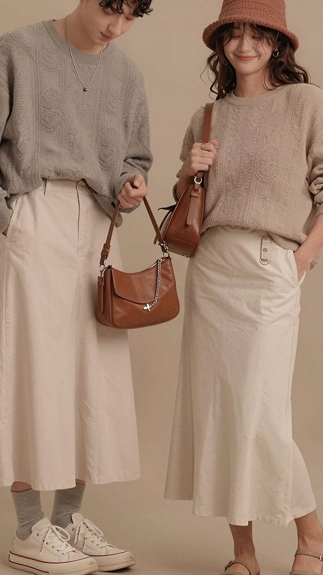 Styling a Textured Knit Sweater with a Matching Midi Skirt