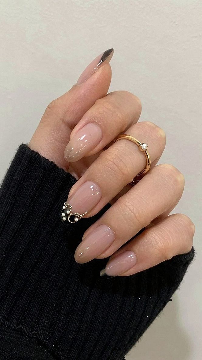 Adding Tiny Pearls to Short Almond Nails