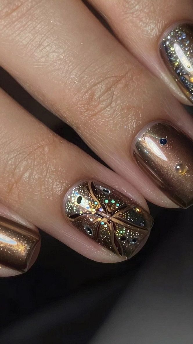 Starry Constellation Gel Nail Art for Cooler Weather