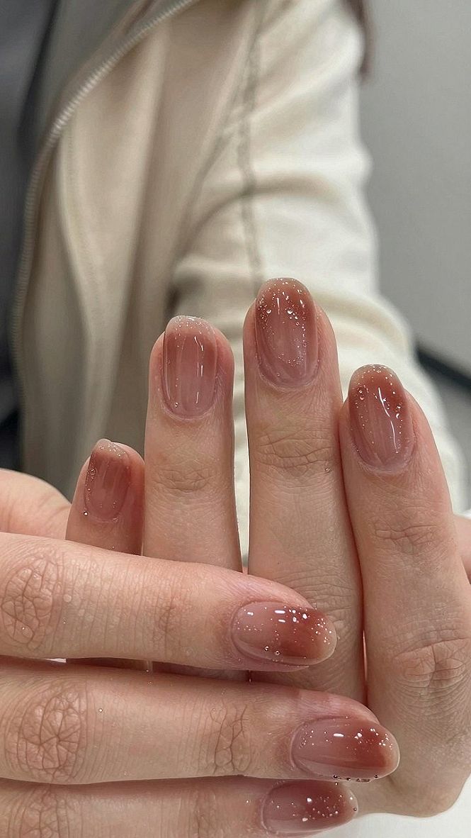 Pairing Soft Jelly Cherry Polish With Scattered Sparkle Effects
