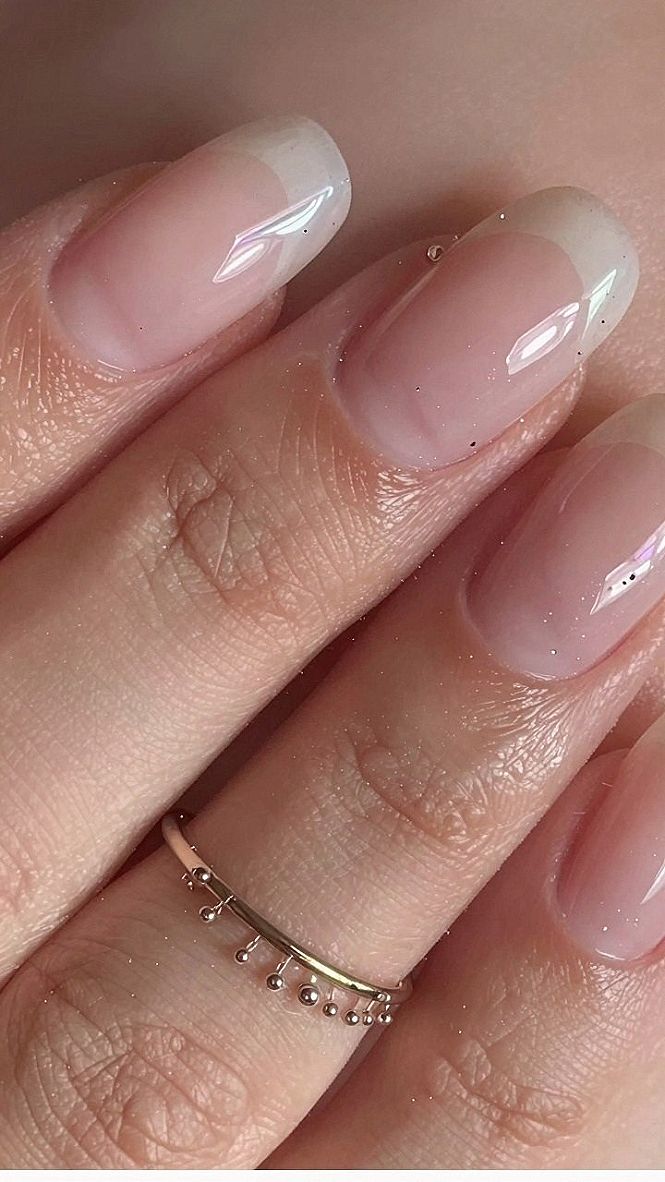 Adding Subtle Shimmer to Clean Girl Almond Nails