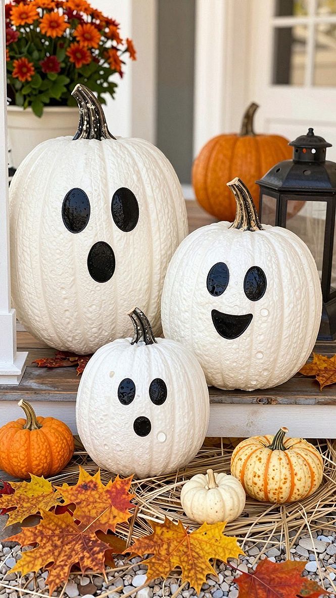 Making Friendly Ghost Pumpkins with Glitter Accents
