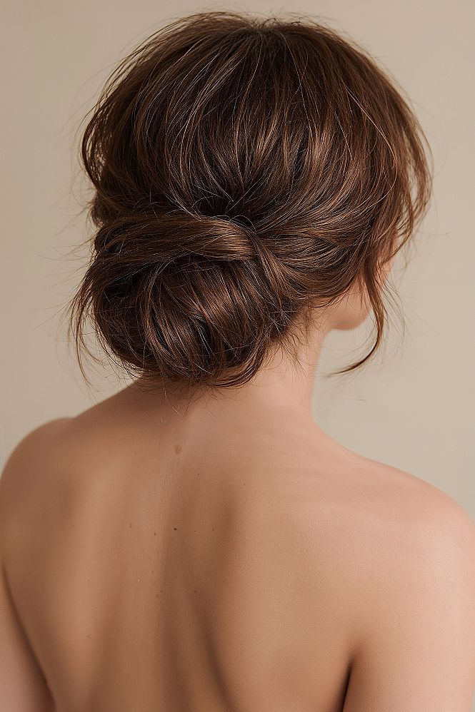 Elegant Bridesmaid Updos: Chic Messy Low Buns for Weddings