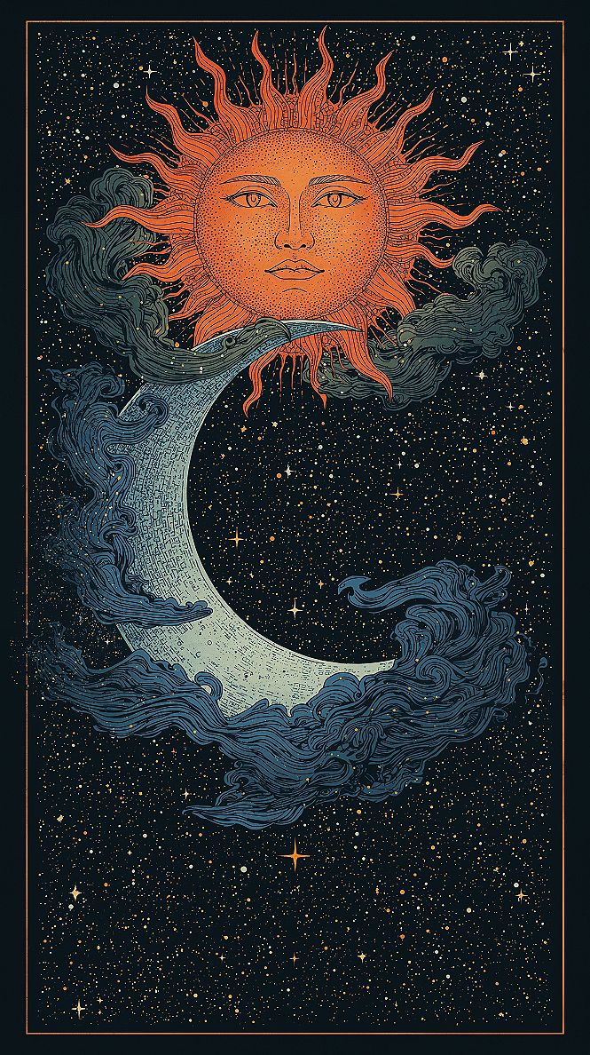 Dark Celestial Magic: Moon & Sun iPhone Wallpaper Aesthetic