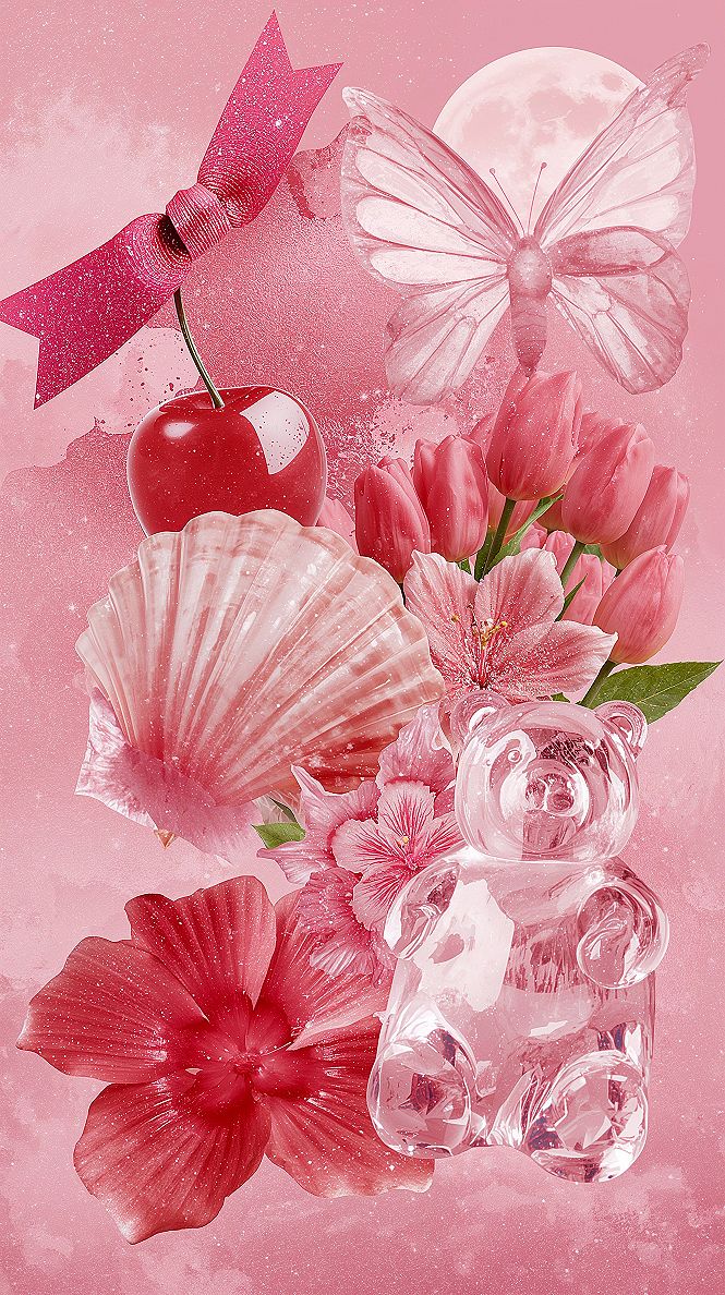 Dreamy Pink Aesthetic Collage: Cute Home Screen Wallpaper Ideas