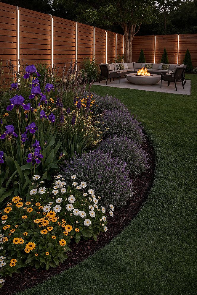 Elegant Backyard Flower Beds for Enchanting Evening Retreats