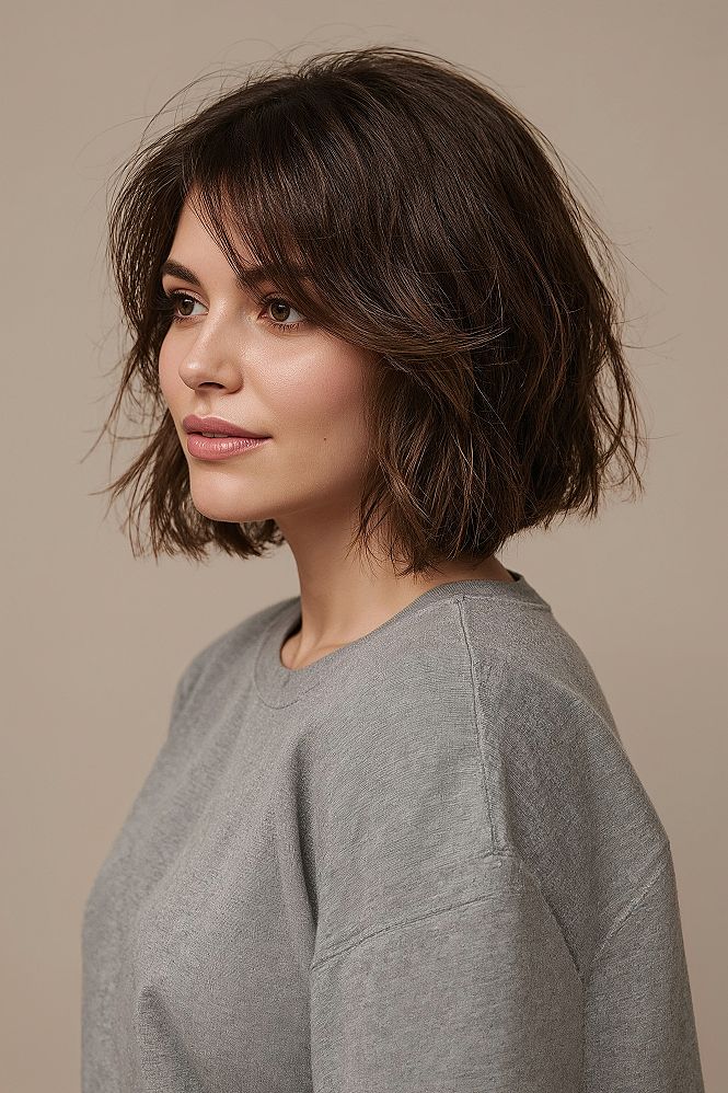 The Alluring A-Line Lob: Your Dream Brunette Hairstyle Awaits