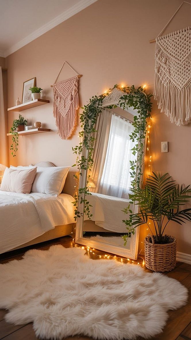 Dreamy Aesthetic Bedroom Makeover with Fairy Lights & Vines