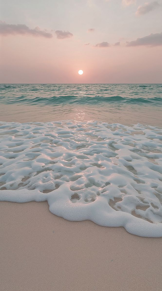Serene Pastel Sunset: Vertical Ocean iPhone Wallpaper 4K