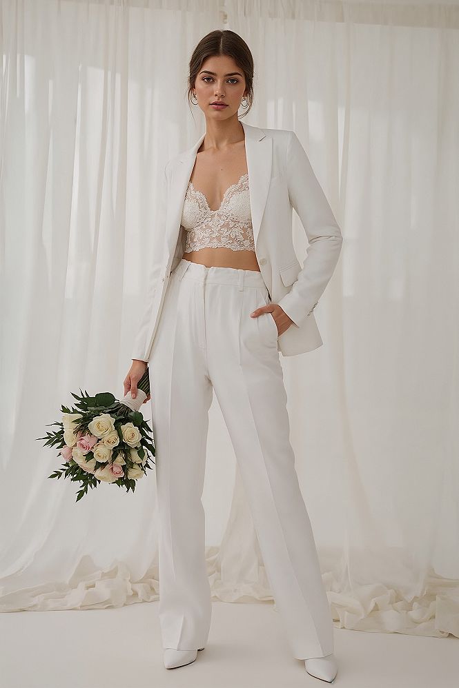 Chic White Wedding Suits: The Modern Bride's Power Statement
