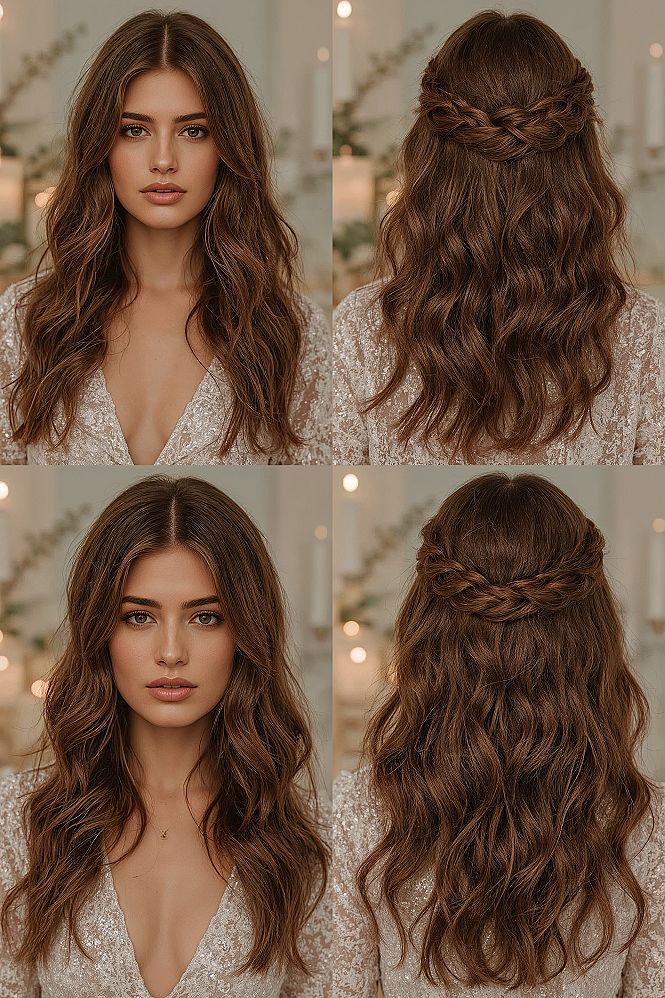 Elegant Half Up Curls: The Ultimate Brunette Wedding Hairstyle