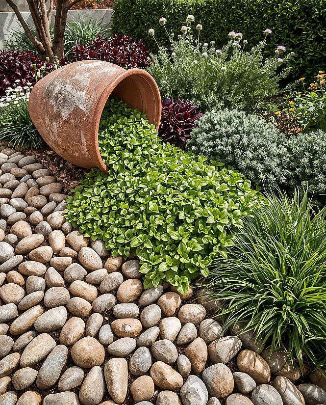 Natural Stone Garden Oasis: Spilling Pot Charm