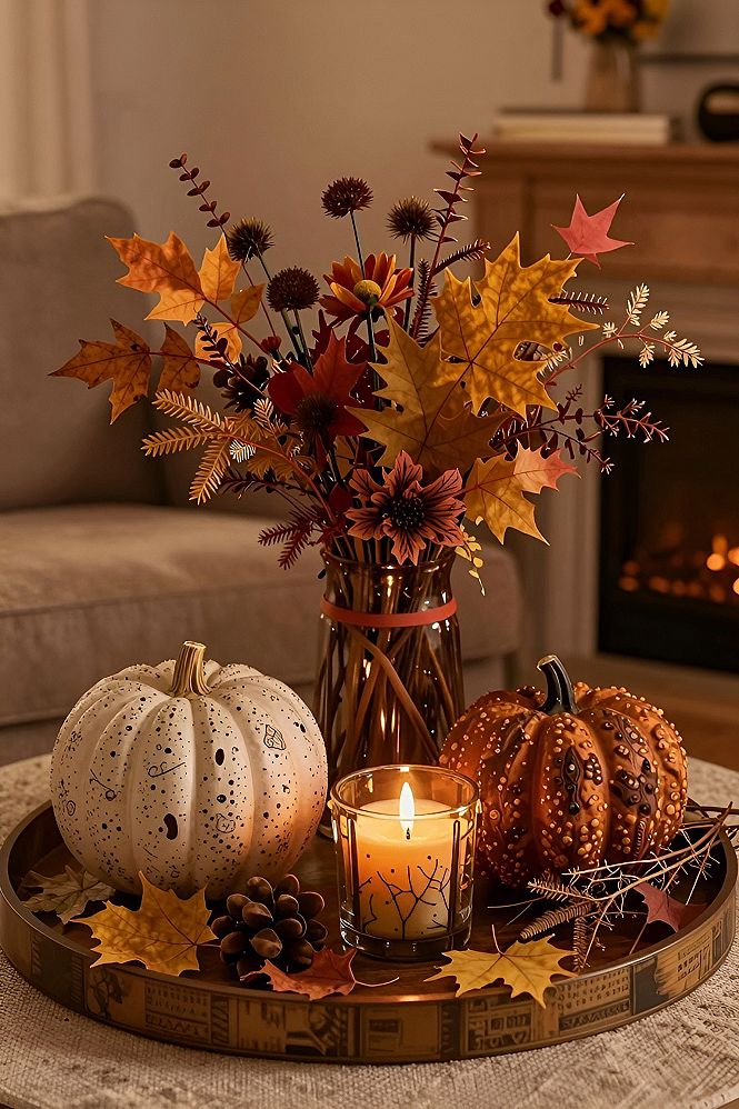 Styling A Simple Autumn Tray Centerpiece For Your Coffee Table