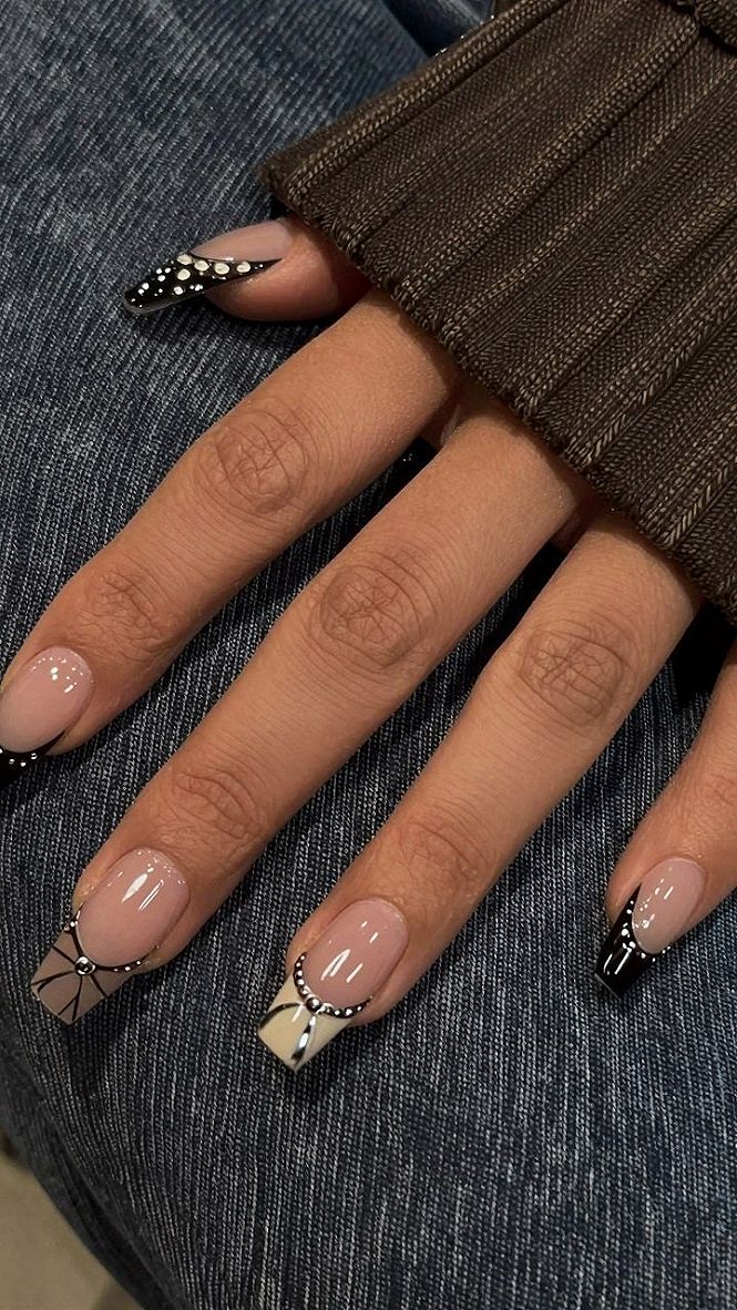Adding Latte Tones with Dark Contrast Nail Art