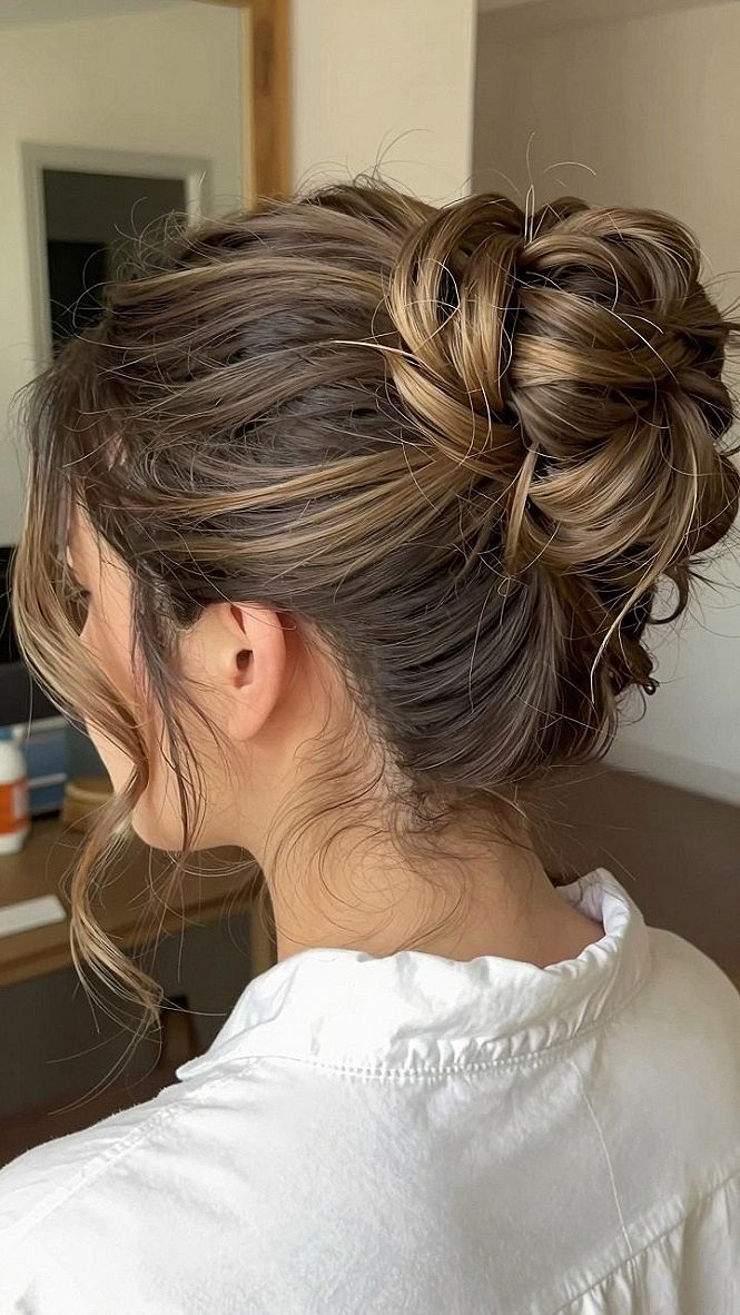 Textured Braided French Twist Low Bun