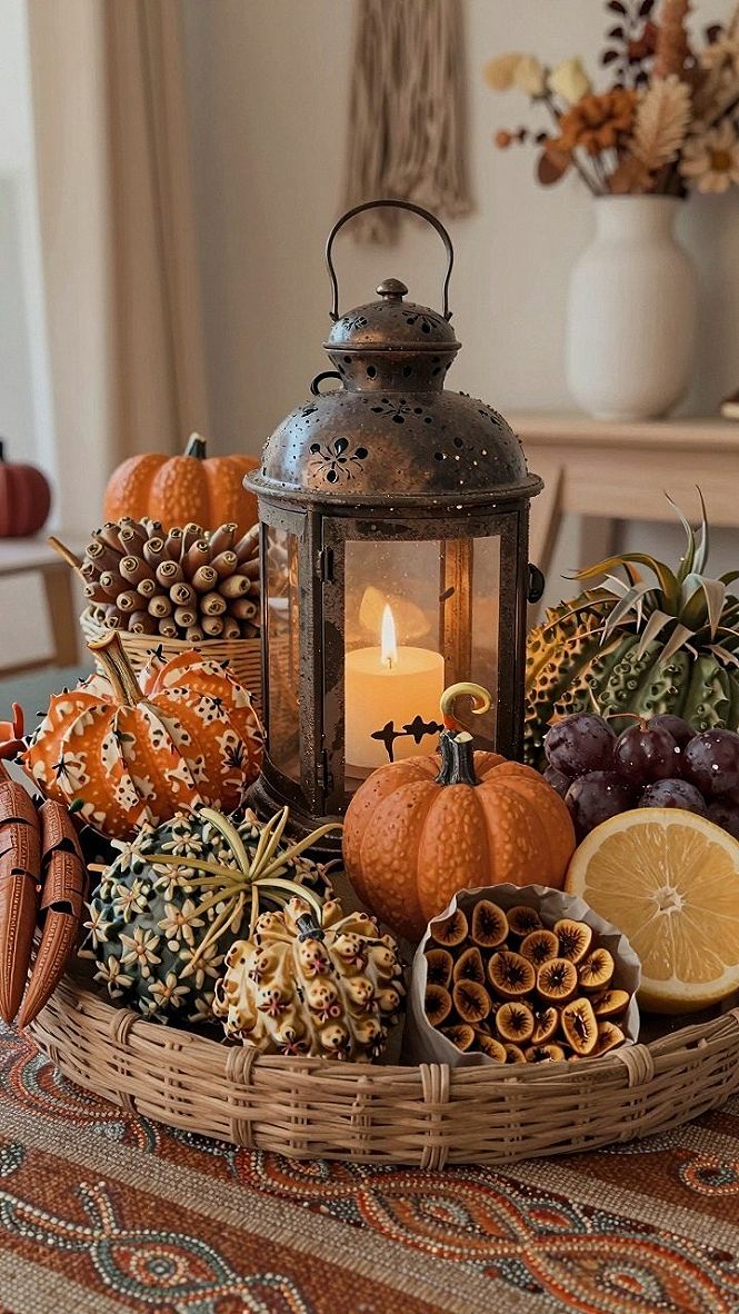 Creating an Autumn Fruit and Gourd Basket Centerpiece