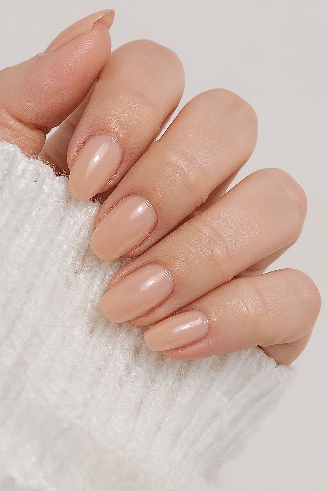 Sheer Nude Nails: Glossy Elegance for Sophisticated Style