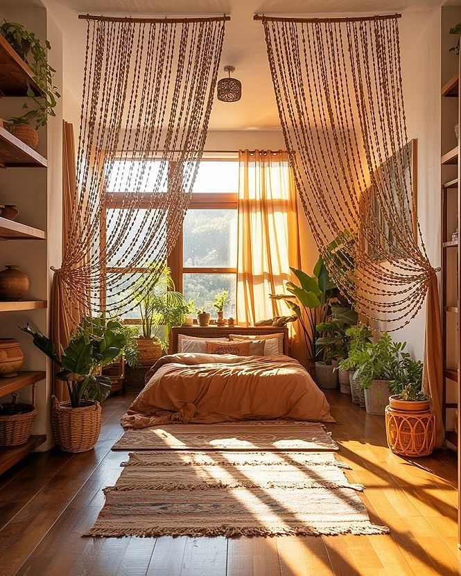 Bead Curtains: Spiritual Boho Bedroom Dividers for Studio Apartments