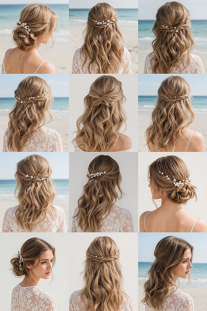 21 Elegant Beach Wedding Hairstyles for Flowing Long Hair