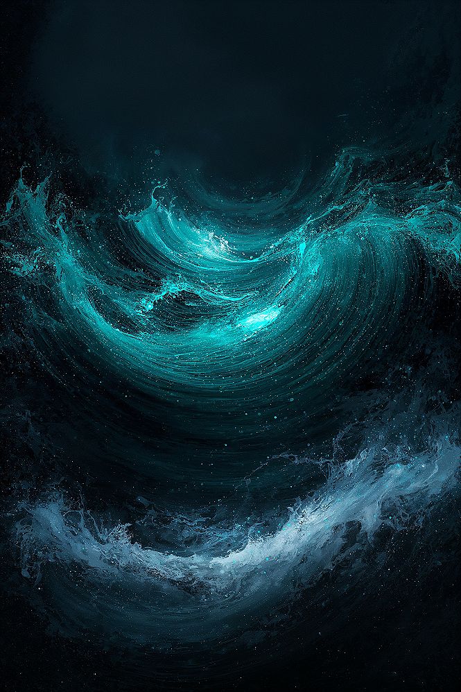 Abstract Night Waves: 4K Ocean Wallpaper for Dramatic Ambiance