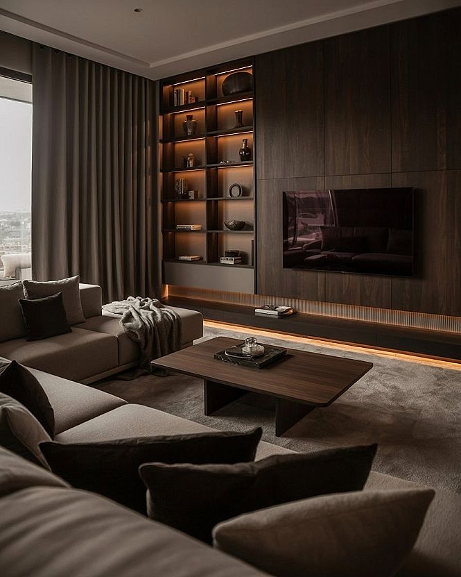 Luxury Lounge: Modern Living Room with Integrated TV Unit