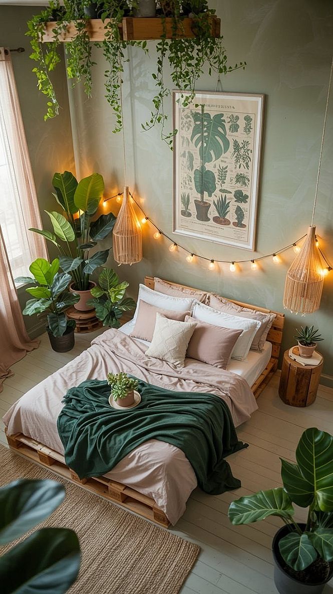 Plantcore Bedroom Bliss: Aesthetic & Cozy Green Retreat
