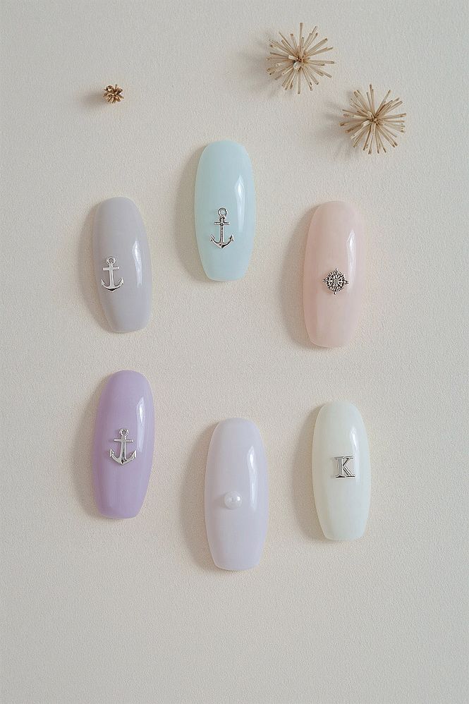 Elegant Pastel Press-Ons: Pretty Acrylic Nails with Charms