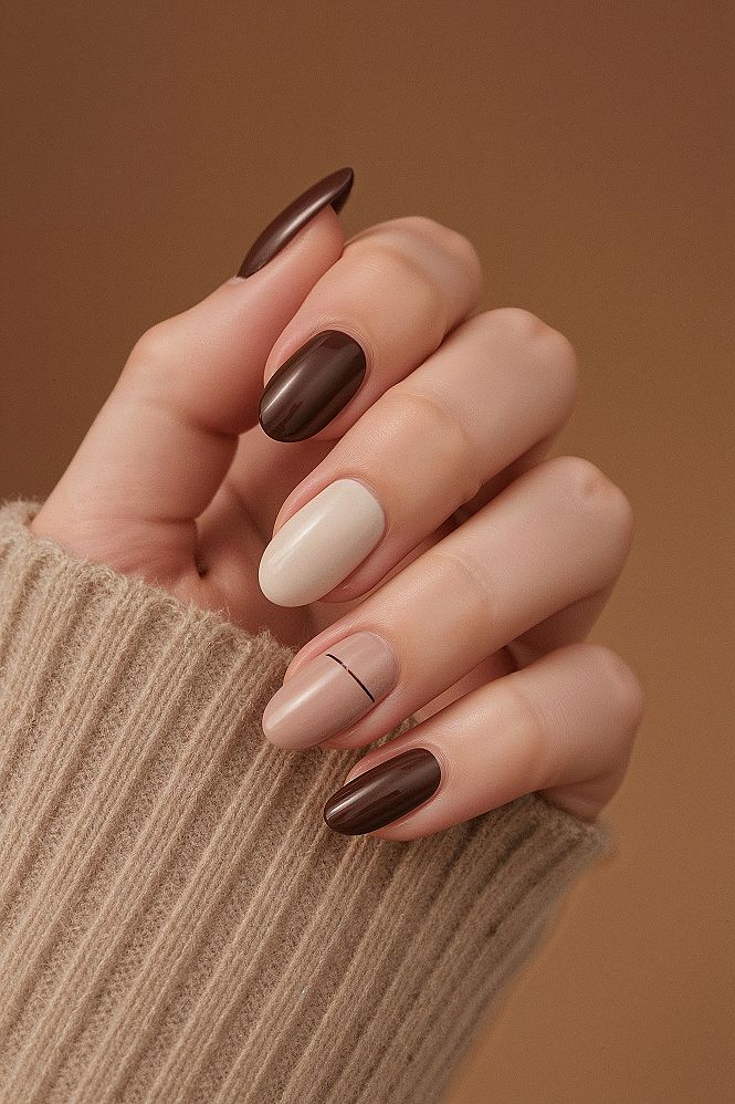 Classy Muted Brown & Beige Nail Designs: Fall's Old Money Aesthetic