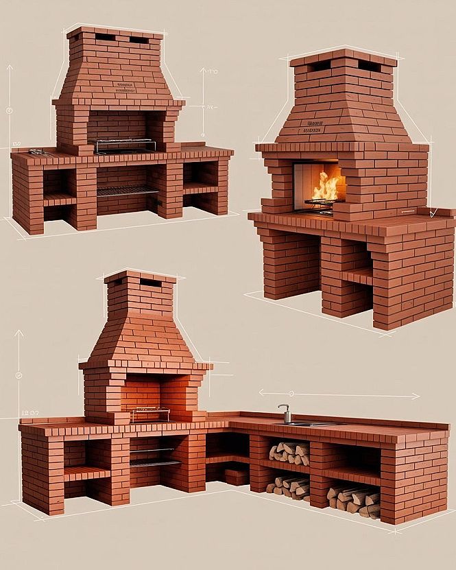 DIY Outdoor Kitchen & Brick BBQ Grill Design