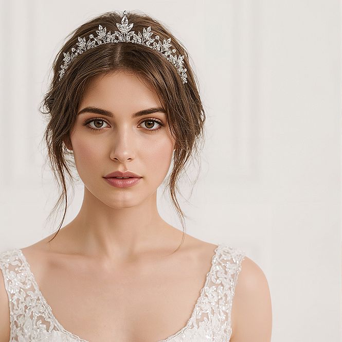 Fairytale Bridal Updo with Majestic Crystal Tiara: Regal Wedding Hair