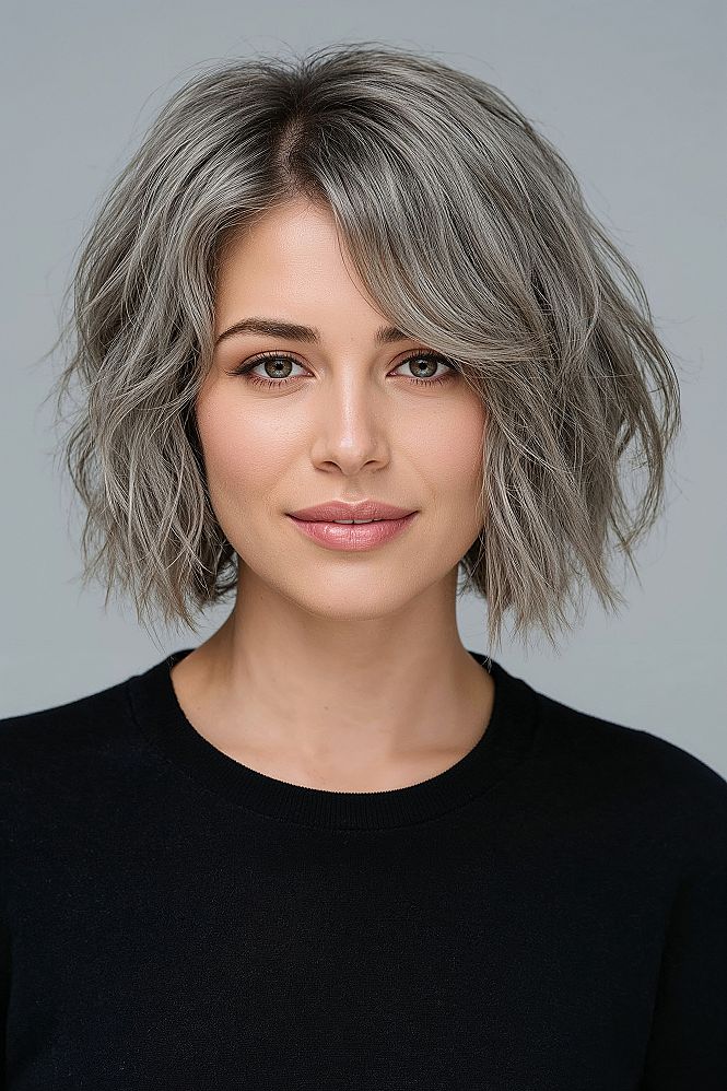 Gray Blending Bob Haircuts: Trendy Medium Styles for Wavy Hair