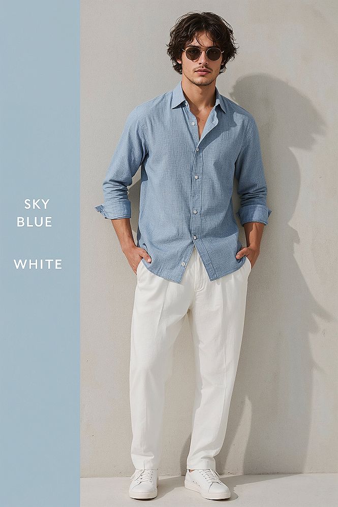 Sky Blue & White: The Freshest Casual Outfits for Men