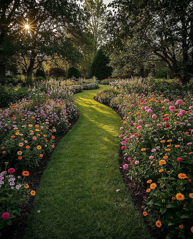 Dream Backyard Transformation: Floral Garden with Winding Paths