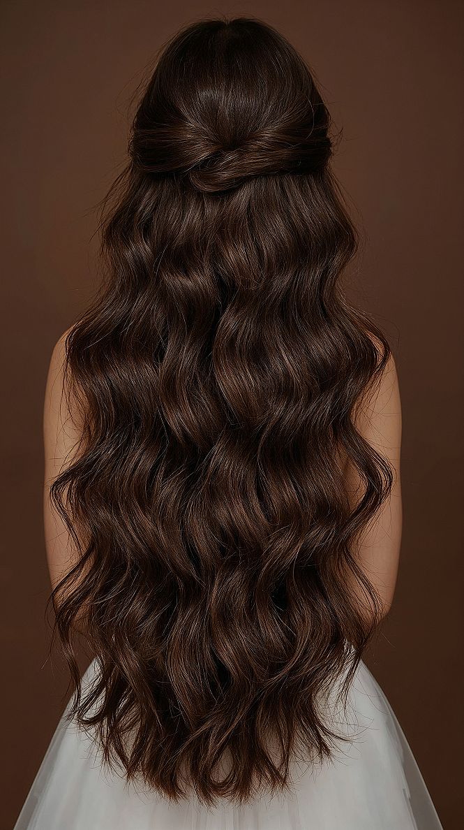 Gorgeous Wavy Bridal Hair Down: Dreamy Dark & Chocolate Tones