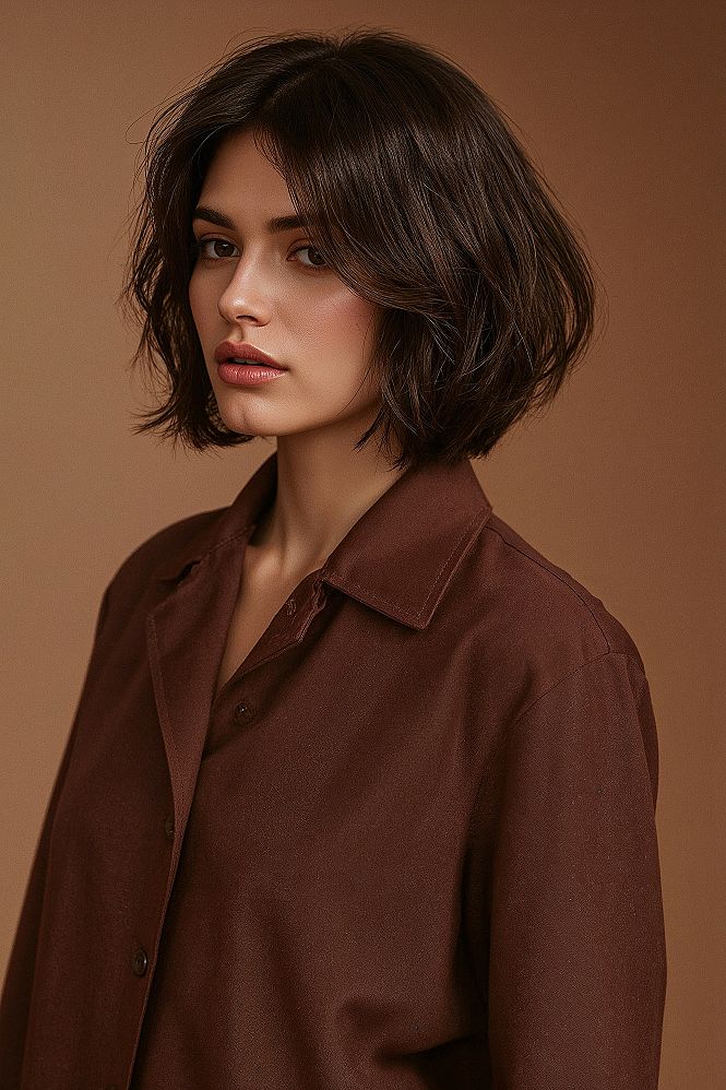 Sleek Brunette Bob: The Polished Blunt Cut for Timeless Model Hair