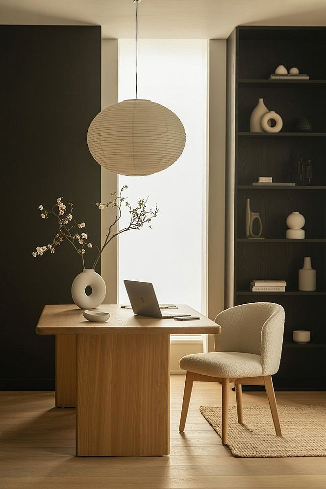 Organic Modern Office Sanctuary: Calm Focus & Inspiring Design