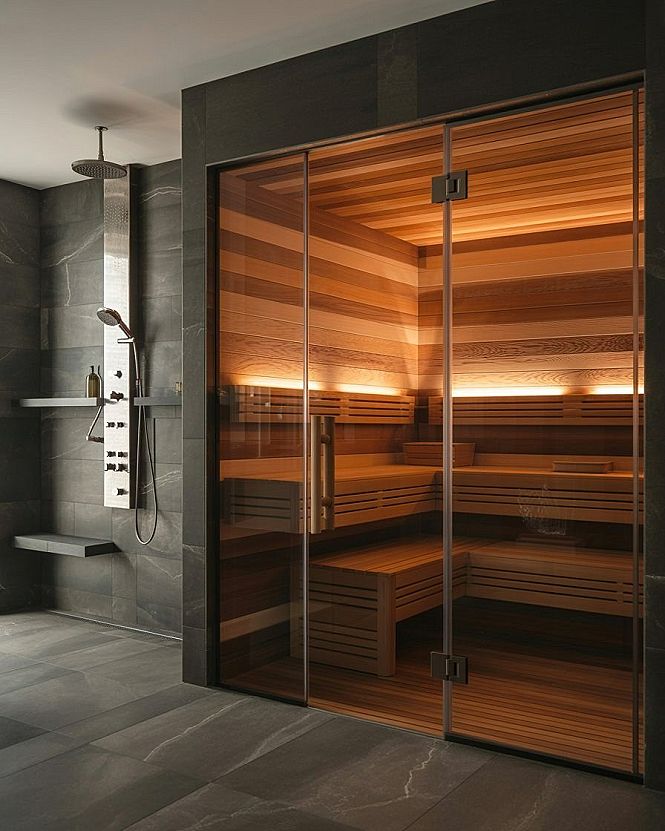 Master Bath Oasis: Integrated Sauna & Shower Luxury Design