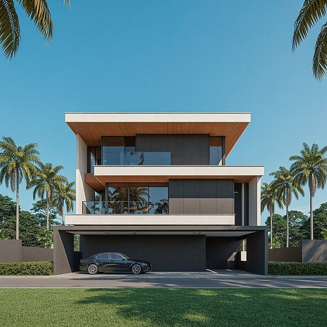 Modern 2 Floor House Design: Contemporary Flair & Balcony Ideas