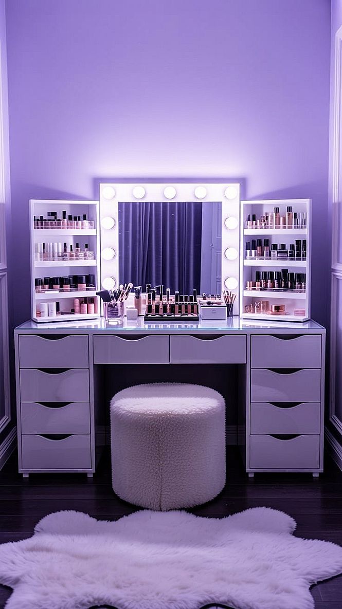 Stylish Makeup Desks: Modern Vanity Table with Mirror for Chic Bedrooms