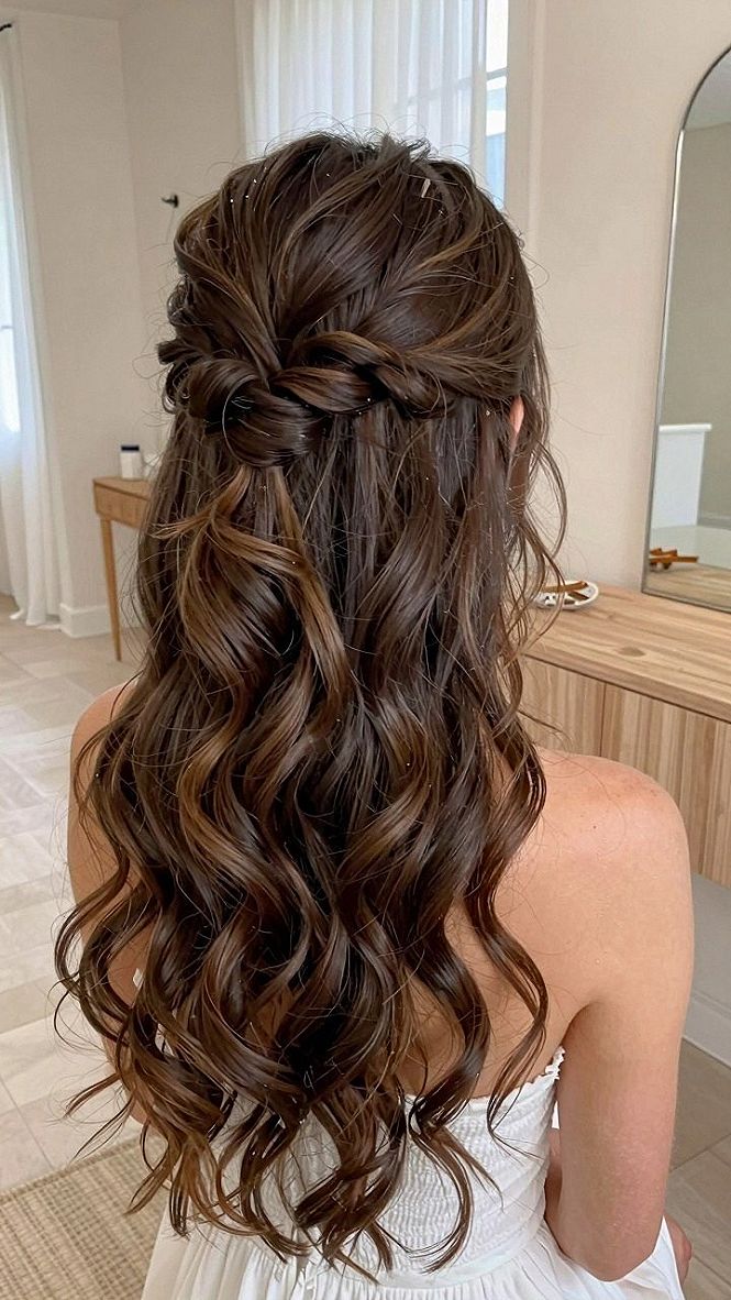 Securing Twisted Halves with Curly Hair