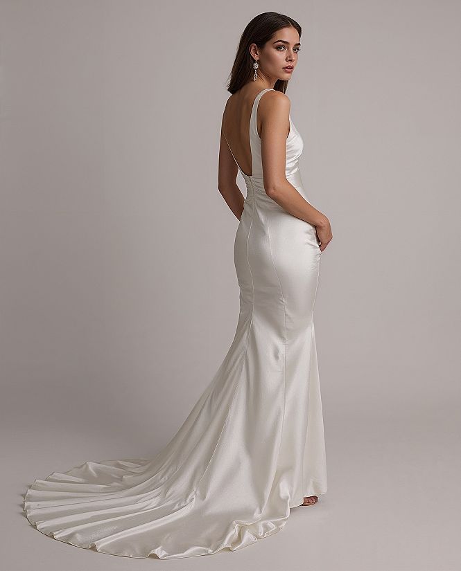 Elegant Cream Satin Mermaid Skirt with Detachable Train for Party Weddings