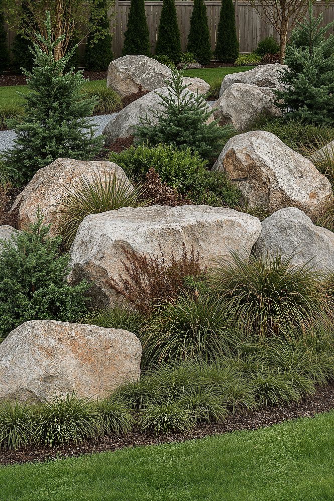 Chic Front Yard Ideas: Modern Rock Garden Landscaping for Curb Appeal