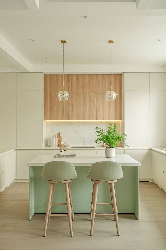 Clary Sage Kitchen Palette: Modern Pale Green Cabinetry