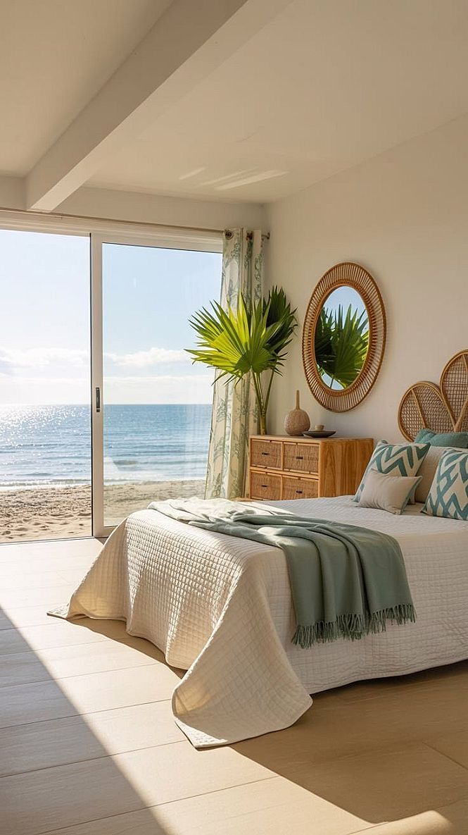 Coastal Boho Bedroom Oasis: Beach Vibes & Earthy Serenity